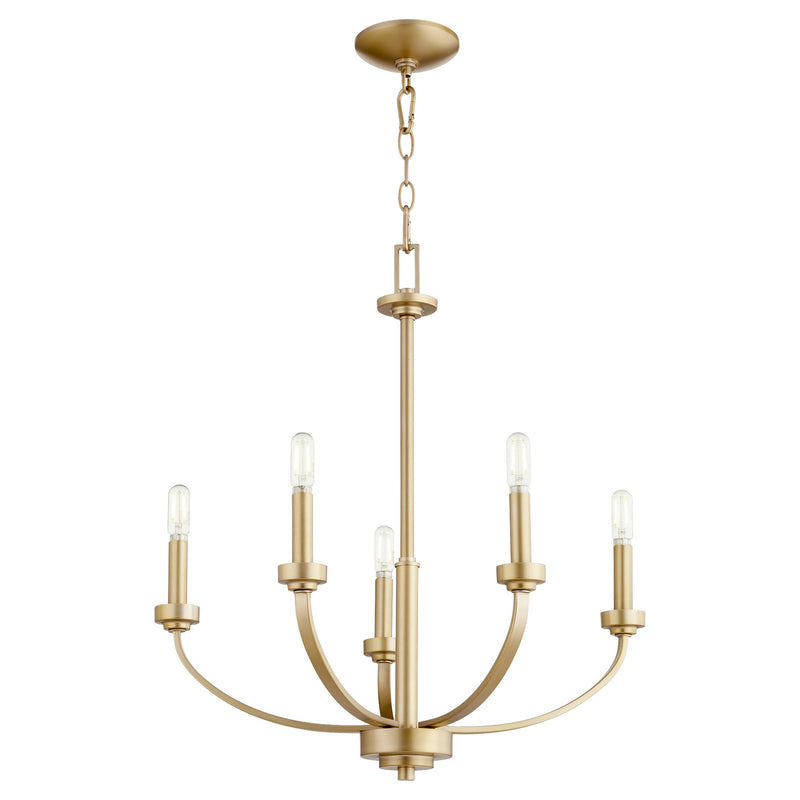 Reyes 24.5" Tall 5 Light Chandelier in Aged Brass