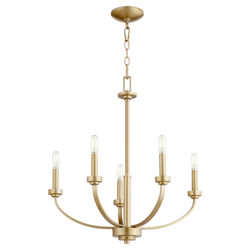 Reyes 24.5" Tall 5 Light Chandelier in Aged Brass