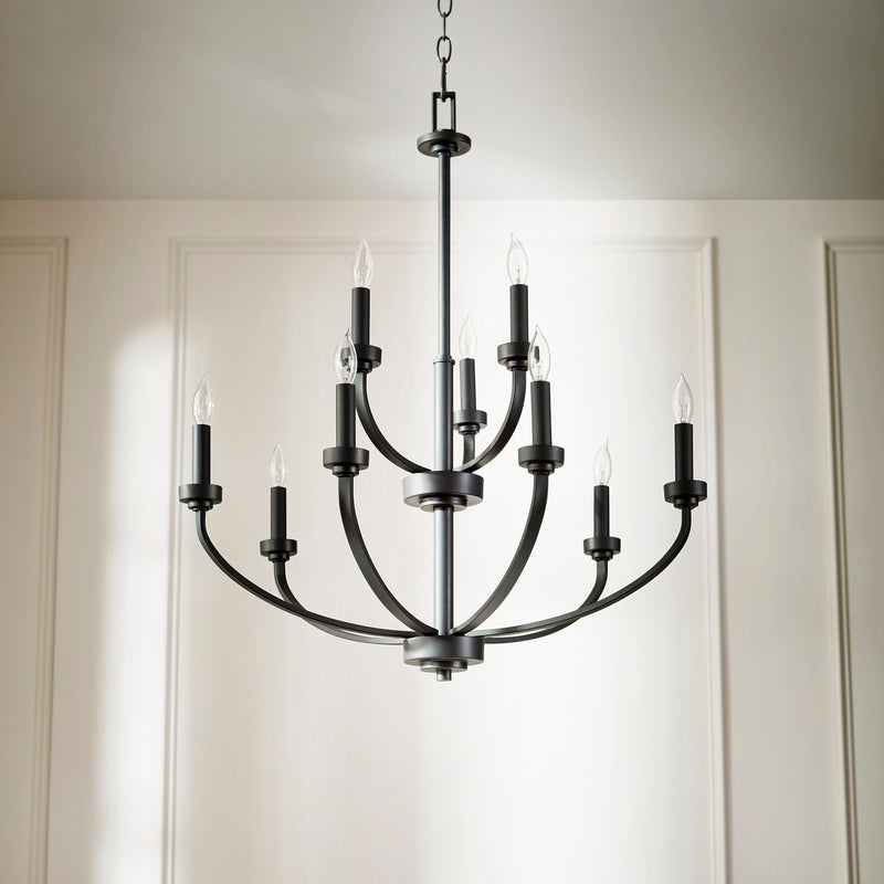 Reyes 9 Light Chandelier in Textured Black