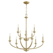 Reyes 9 Light Chandelier in Aged Brass