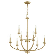 Reyes 9 Light Chandelier in Aged Brass
