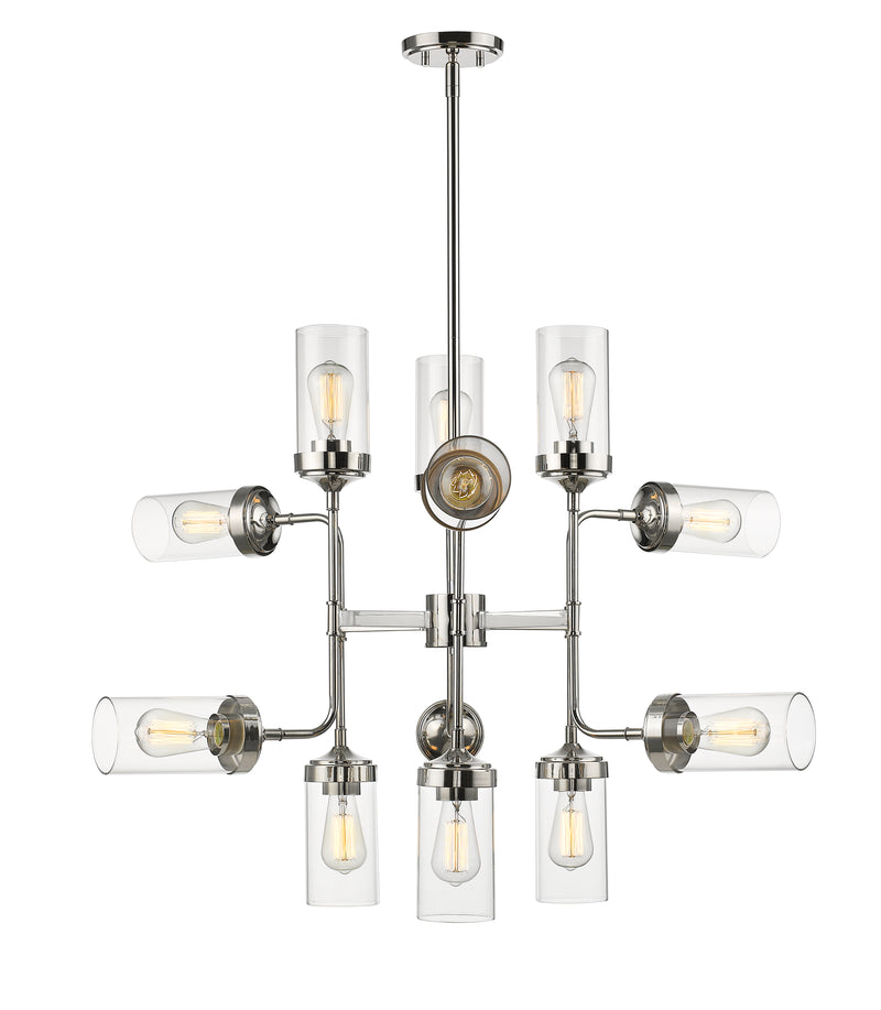 Calliope 12 Light 36" Chandelier in Polished Nickel
