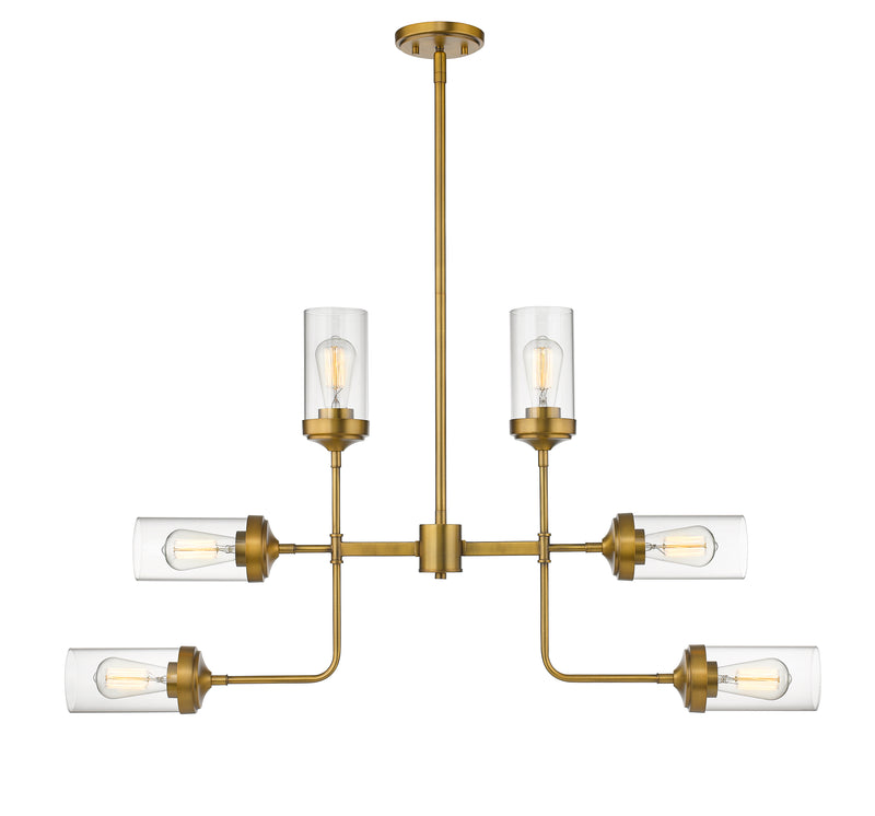 Calliope 6 Light 41.5" Pendant in Foundry Brass
