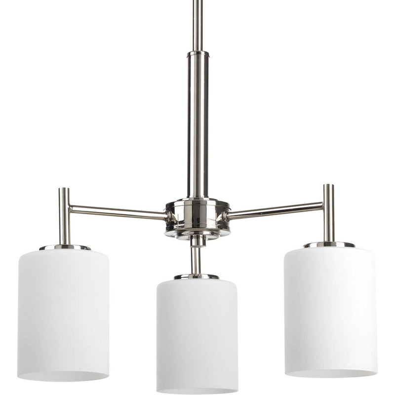 Replay 3-Light Etched Glass Chandelier in Polished Nickel