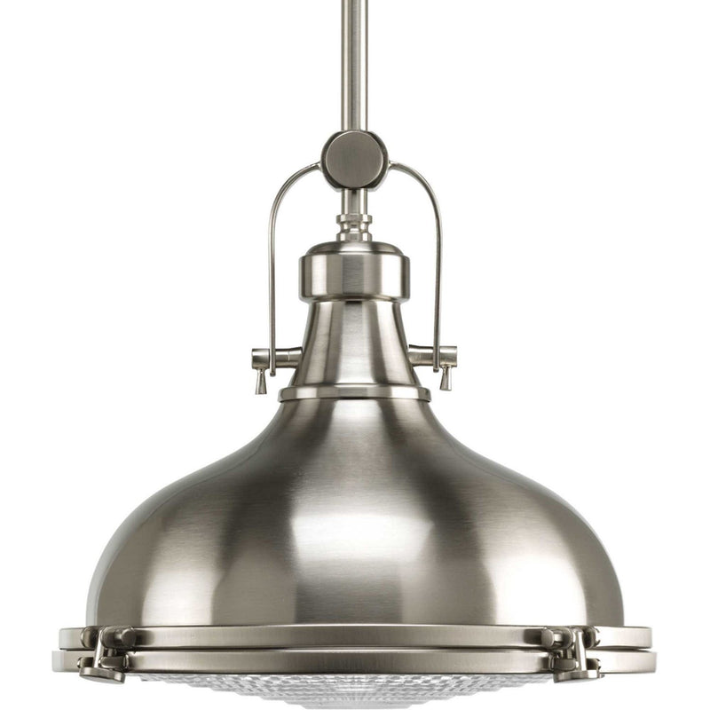 Fresnel Lens LED Pendant in Brushed Nickel