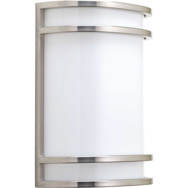 LED White Glass Half-Cylinder Wall Sconce in Brushed Nickel