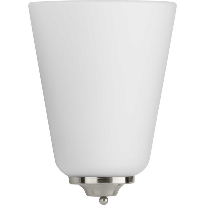 LED Etched Opal Half-Moon Wall Sconce in Brushed Nickel