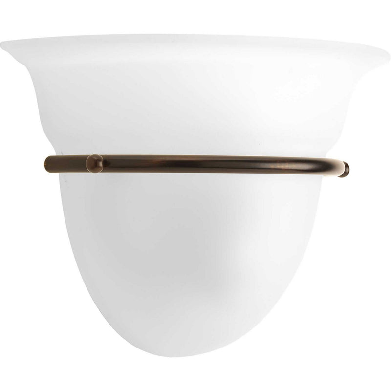 Etched Glass Half-Moon Wall Sconce in Antique Bronze