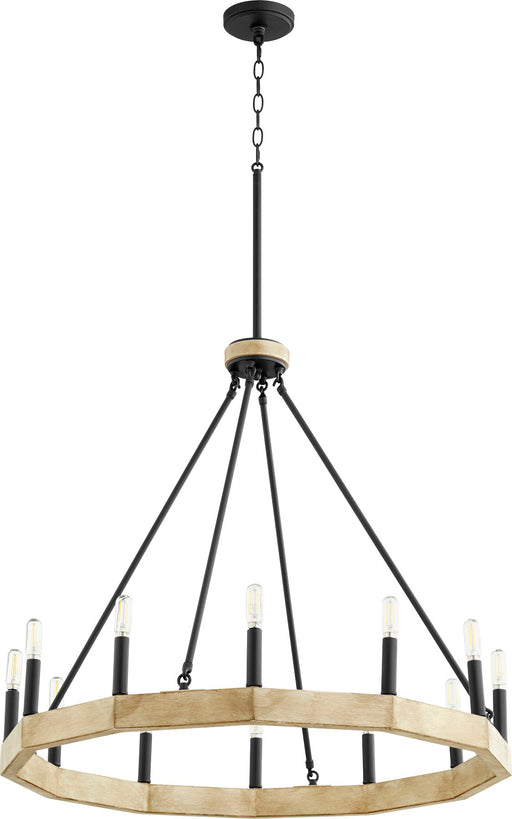 Alpine 12 Light Chandelier in Textured Black / Driftwood
