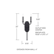 Ravenwood 2-Light Wall Sconce in Black Iron