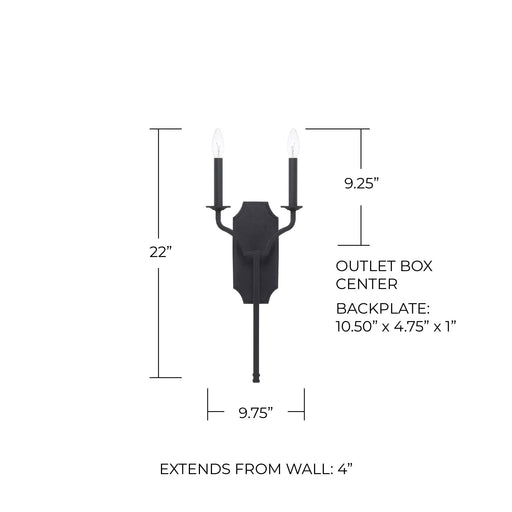 Ravenwood 2-Light Wall Sconce in Black Iron