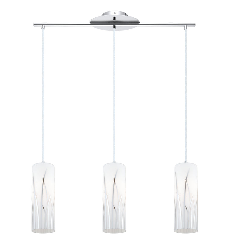 Rivato 3x100W Multi Light Pendant With Chrome Finish & White & Chrome Decor