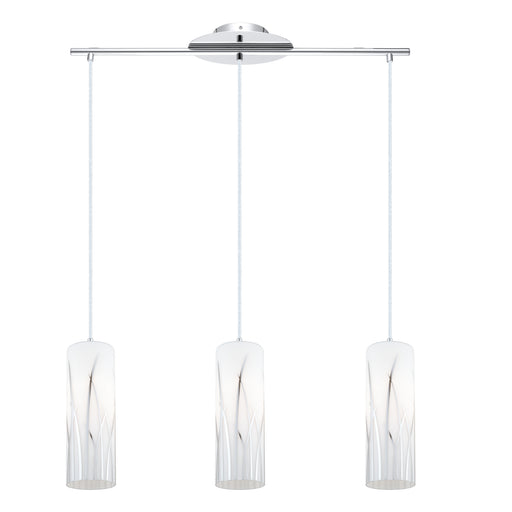 Rivato 3x100W Multi Light Pendant With Chrome Finish & White & Chrome Decor