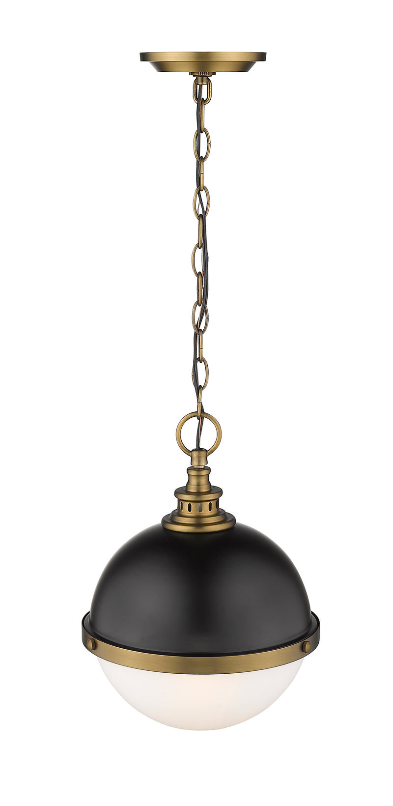 Peyton 2 Light Pendant in Matte Black + Factory Bronze