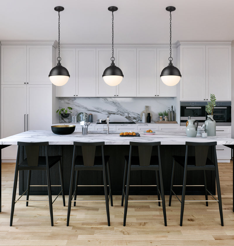 Peyton 2 Light Pendant in Matte Black in a room setting