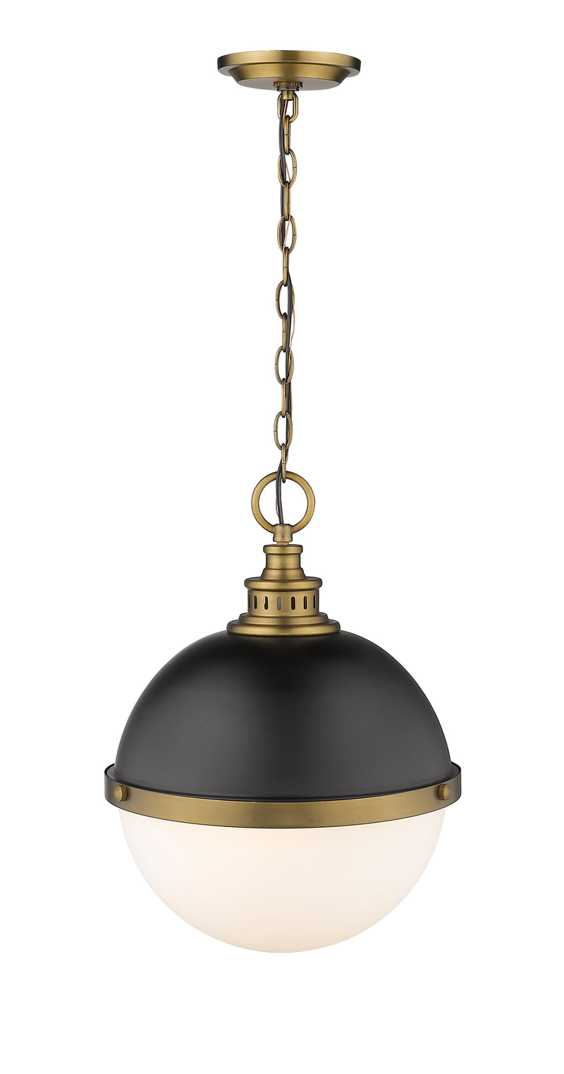 Peyton 2 Light 14.75" Pendant in Matte Black + Factory Bronze