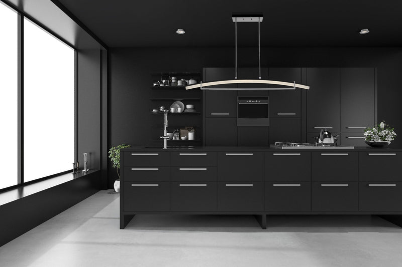 Arc 1 Light 56.25" Linear Pendant in Chrome in a room setting