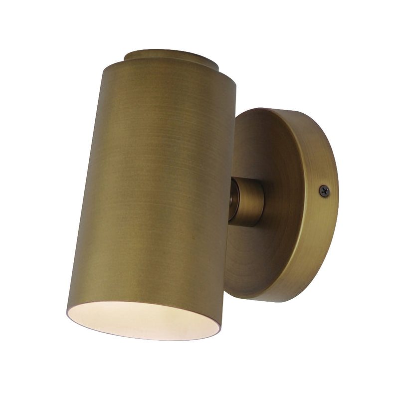 Spot Light Cylinder LED Outdoor Wall Sconce in Natural Aged Brass
