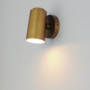 Spot Light Cylinder LED Outdoor Wall Sconce in Natural Aged Brass