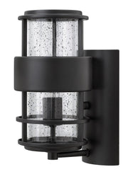 Saturn Small Outdoor Wall Lantern in Satin Black