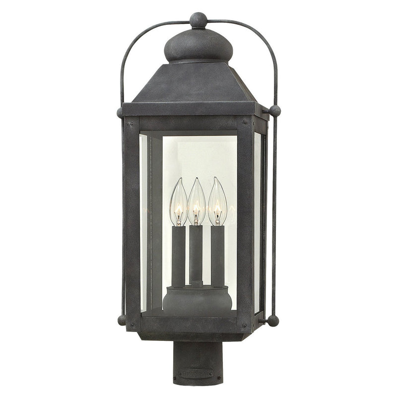Anchorage 3-Light Outdoor Post Light in Aged Zinc