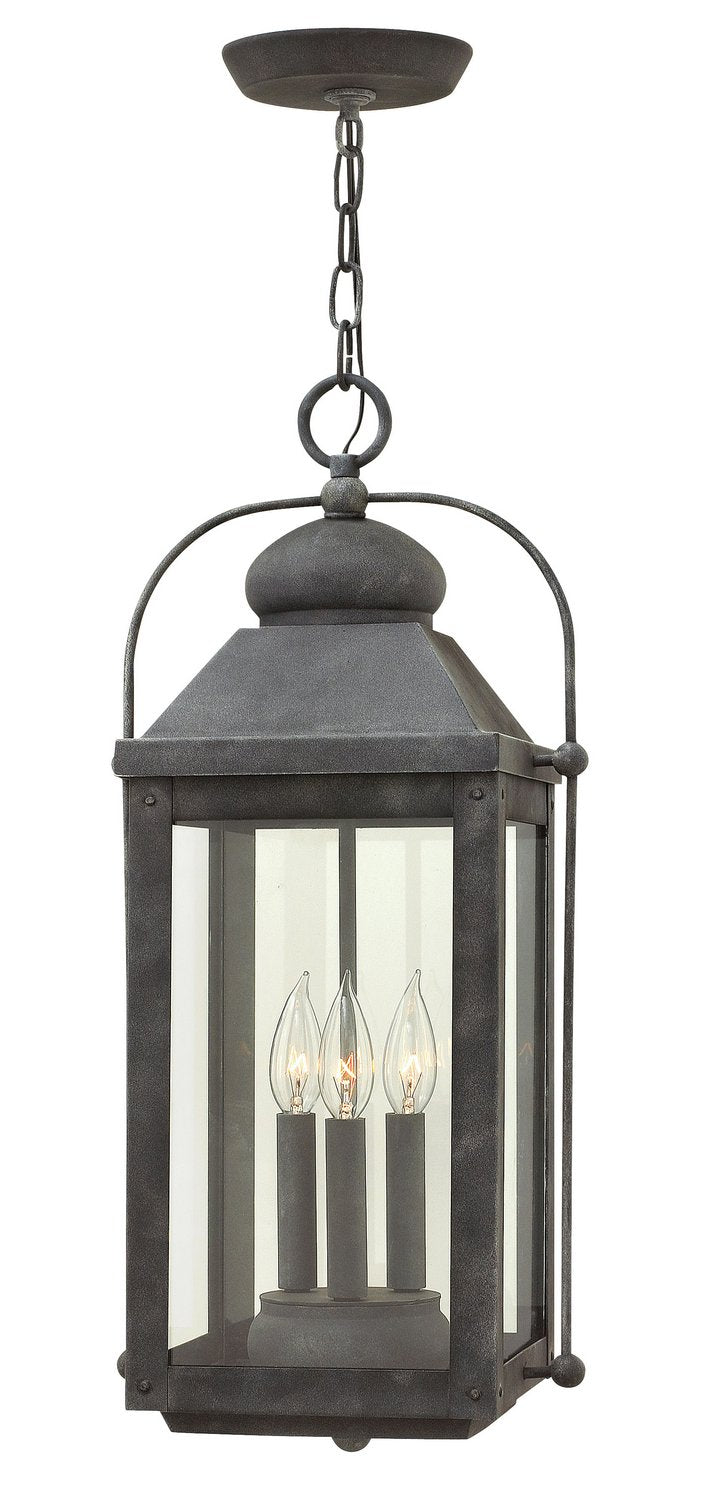 Anchorage 3-Light Outdoor Hanging Lantern in Aged Zinc