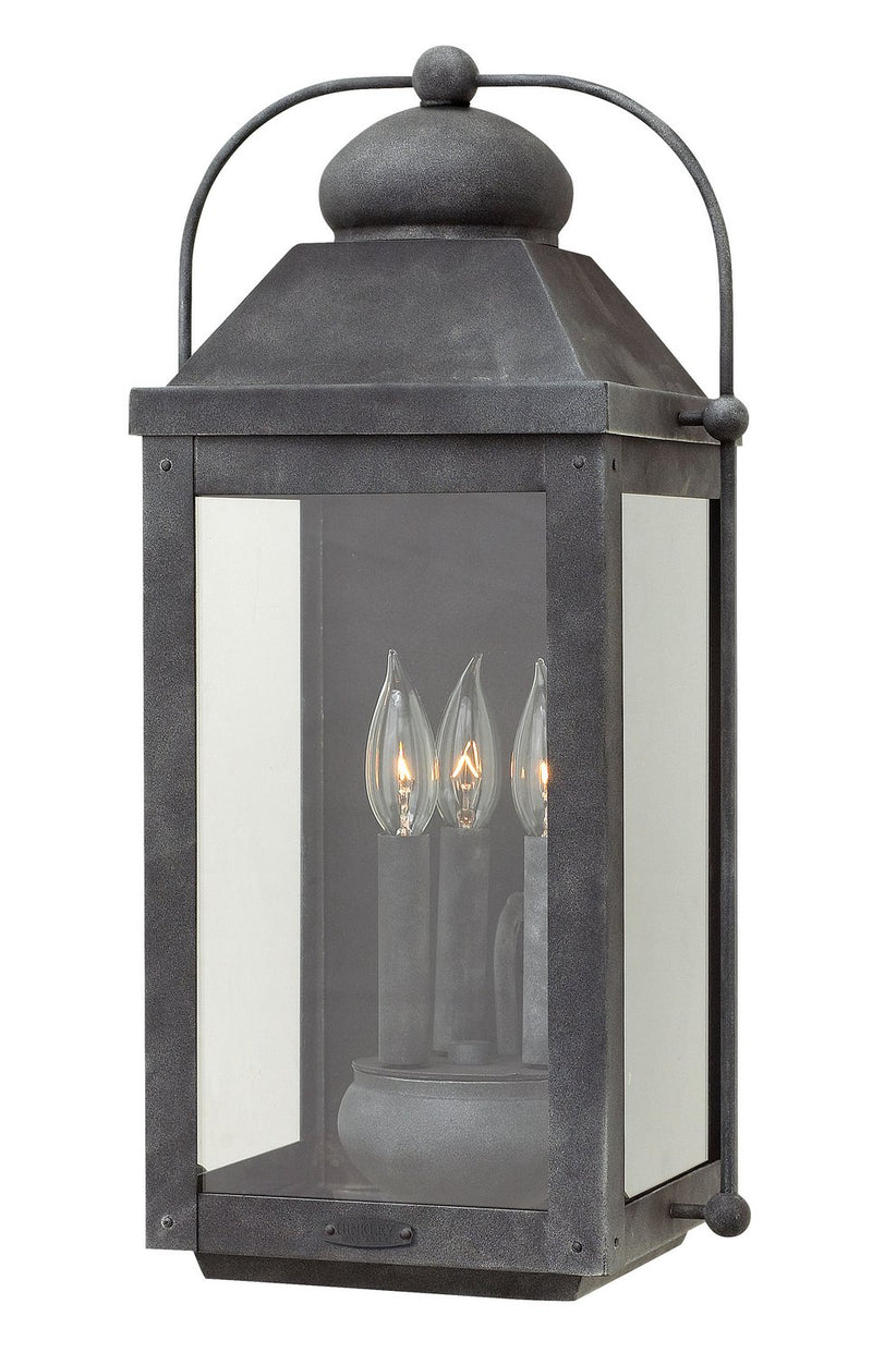 Anchorage Large 3-Light Outdoor Wall Lantern in Aged Zinc