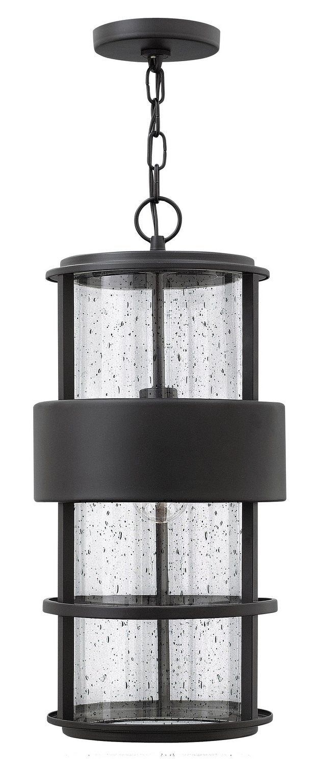 Saturn Outdoor Hanging Lantern in Satin Black