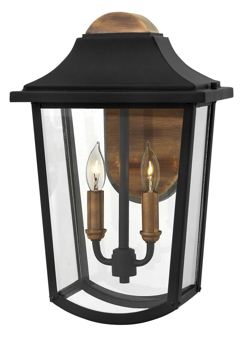 Burton Medium 2-Light Outdoor Wall Lantern in Black