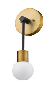 Neutra 1 Light 6" Wall Sconce in Matte Black + Foundry Brass