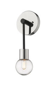 Neutra 1 Light 6" Wall Sconce in Matte Black + Polished Nickel