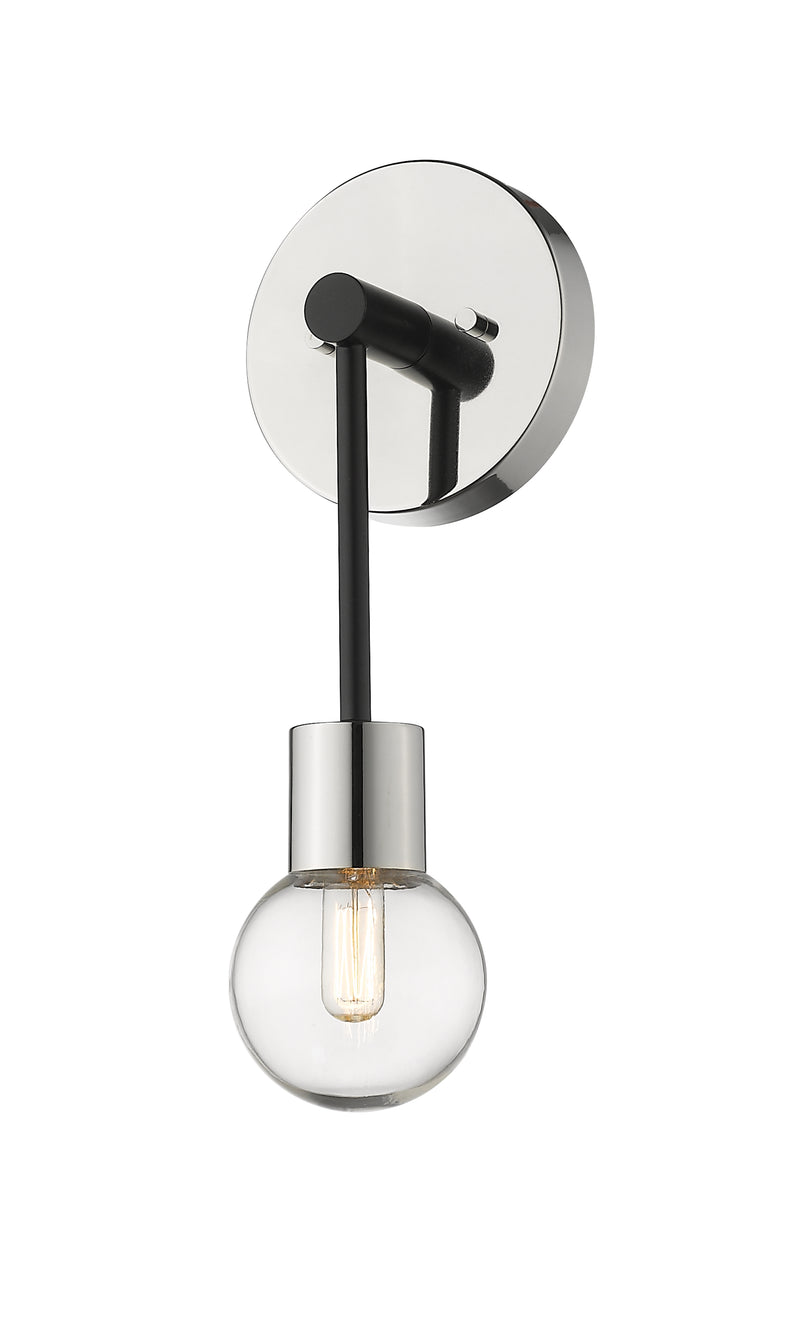 Neutra 1 Light 6" Wall Sconce in Matte Black + Polished Nickel
