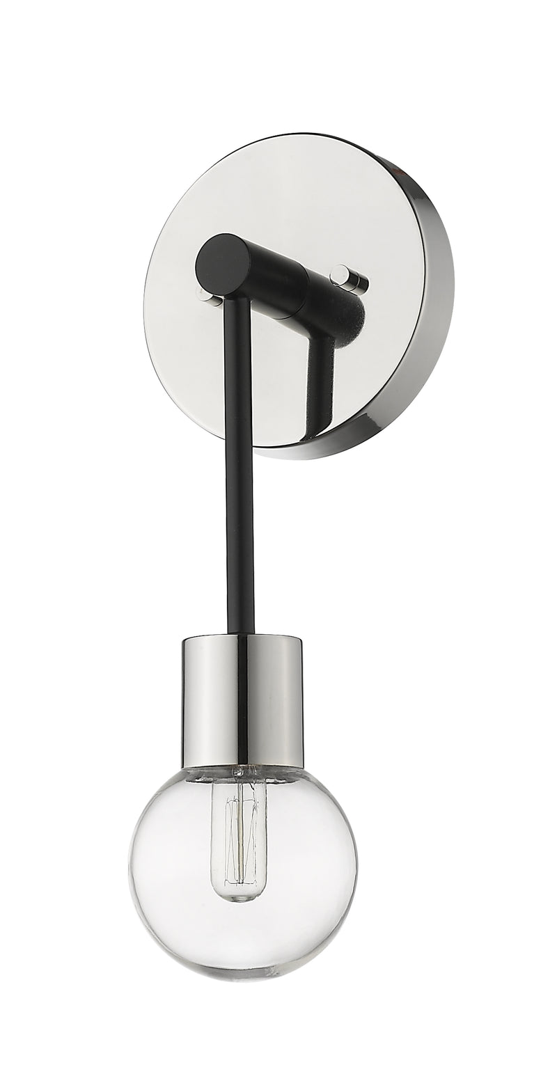 Neutra 1 Light 6" Wall Sconce in Matte Black + Polished Nickel
