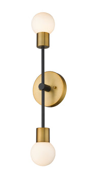 Neutra 2 Light 6" Wall Sconce in Matte Black + Foundry Brass