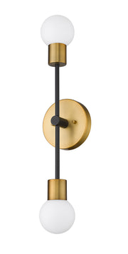 Neutra 2 Light 6" Wall Sconce in Matte Black + Foundry Brass