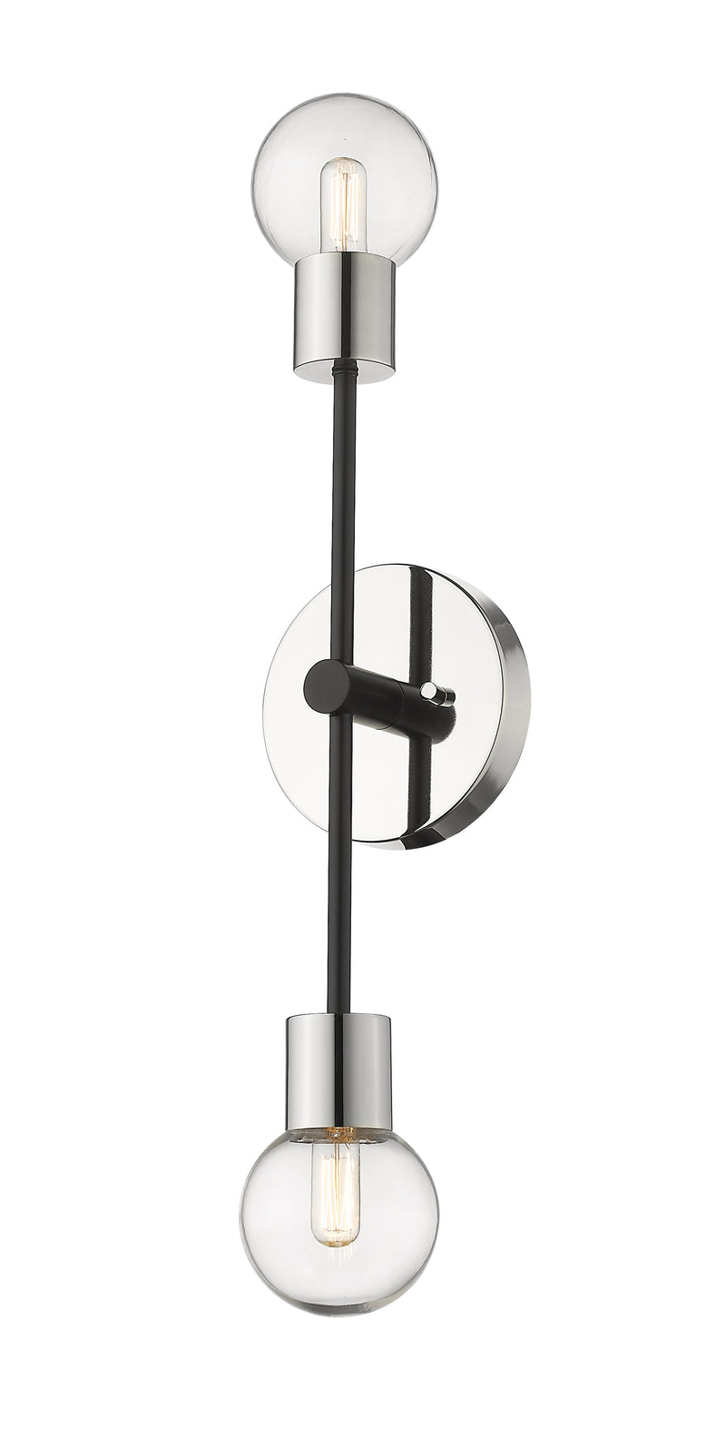 Neutra 2 Light 6" Wall Sconce in Matte Black + Polished Nickel