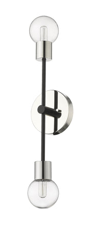 Neutra 2 Light 6" Wall Sconce in Matte Black + Polished Nickel