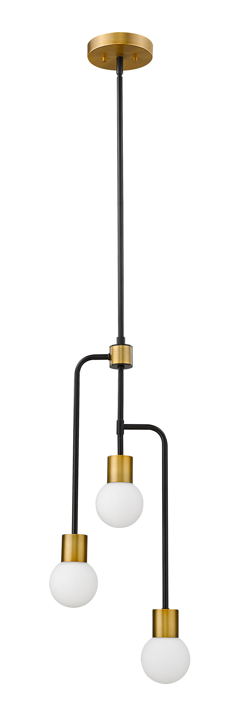 Neutra 3 Light 11.75" Chandelier in Matte Black + Foundry Brass