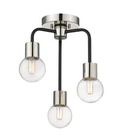 Neutra 3 Light 14" Semi Flush Mount in Matte Black + Polished Nickel