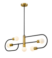 Neutra 5 Light 44" Linear Pendant in Matte Black + Foundry Brass