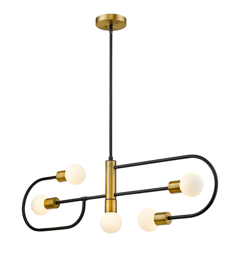 Neutra 5 Light 44" Linear Pendant in Matte Black + Foundry Brass