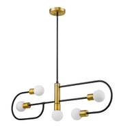 Neutra 5 Light 44" Linear Pendant in Matte Black + Foundry Brass