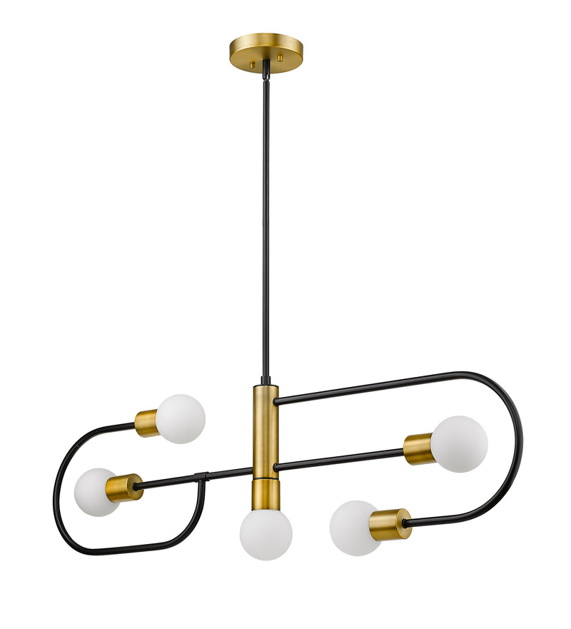 Neutra 5 Light 44" Linear Pendant in Matte Black + Foundry Brass