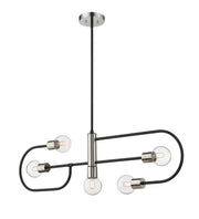 Neutra 5 Light 44" Linear Pendant in Matte Black + Polished Nickel