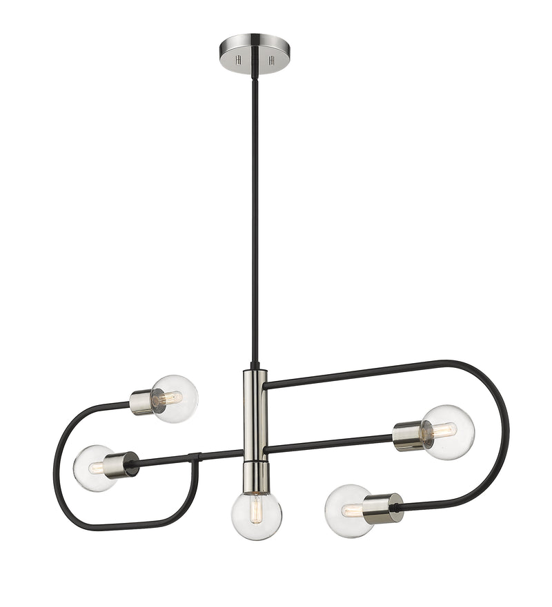 Neutra 5 Light 44" Linear Pendant in Matte Black + Polished Nickel