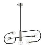 Neutra 5 Light 44" Linear Pendant in Matte Black + Polished Nickel