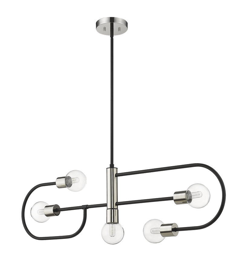 Neutra 5 Light 44" Linear Pendant in Matte Black + Polished Nickel