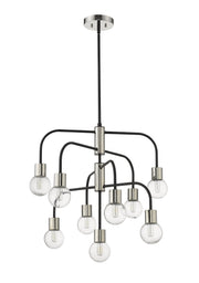 Neutra 9 Light 26.5" Chandelier in Matte Black + Polished Nickel