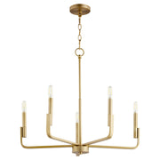 Tempo 5 Light Chandelier in Aged Brass