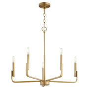 Tempo 5 Light Chandelier in Aged Brass